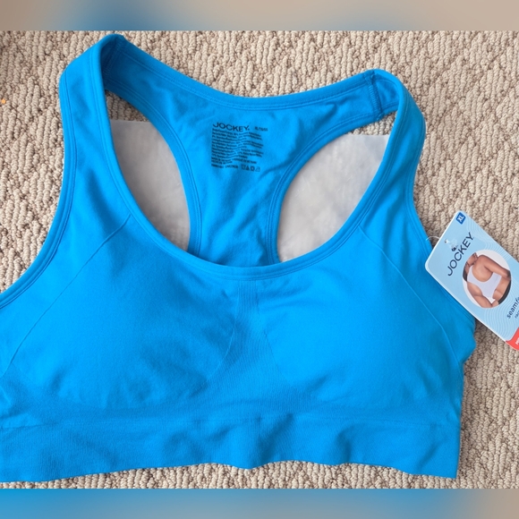 Jockey Other - Jockey Seamfree Sports Bra XL Blue Microfiber Stretch Removable Pads NWT